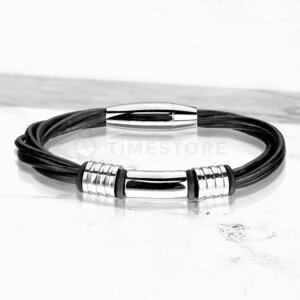 Viacvrstvový kožený náramok s chirurgickou oceľou TS-BR-0017