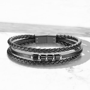 Viacvrstvový kožený náramok s chirurgickou oceľou TS-BR-0023