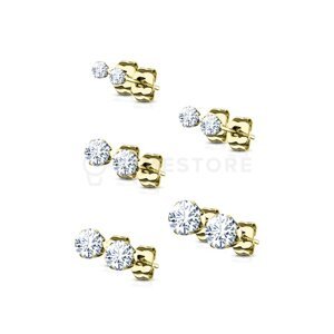 Elegantné oceľové náušnice so zirkónom, puzetové zapínanie, SET 5 párov TS-EA-0203