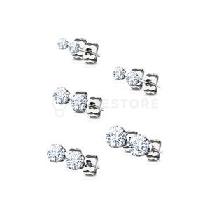 Elegantné oceľové náušnice so zirkónom, puzetové zapínanie, SET 5 párov TS-EA-0204