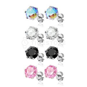 Náušnice so zirkónmi z chirurgickej ocele, SET 20 párov TS-EA-0211