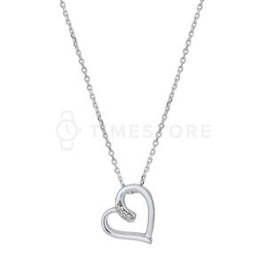Strieborný náhrdelník s diamantom, srdce TS-PN-0054
