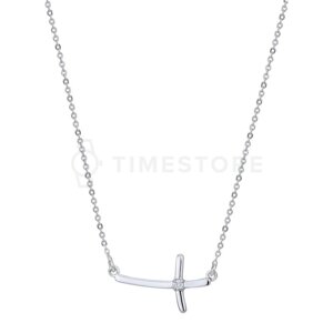 Strieborný náhrdelník s diamantom, krížik TS-PN-0059