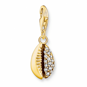 THOMAS SABO strieborný prívesok charm Shell with white stones gold 1895-414-14
