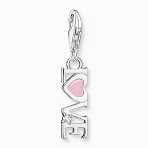 THOMAS SABO strieborný prívesok charm Love with pink heart 2011-041-9