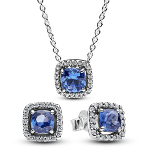 PANDORA strieborný set Modrý krištáľ z kolekcie Timeless 393560C01+293551C01