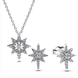 PANDORA strieborný set náhrdelník a náušnice North Star so zirkónmi 393600C01+293587C01