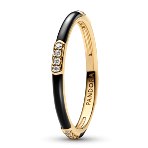 PANDORA ME pozlátený prsteň s čiernou glazúrou 163686C01