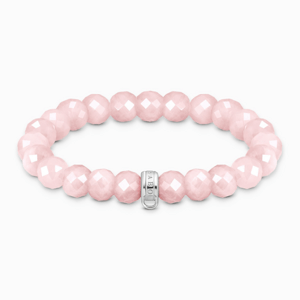 THOMAS SABO strieborný náramok na charm Rose quartz beads X0292-034-9