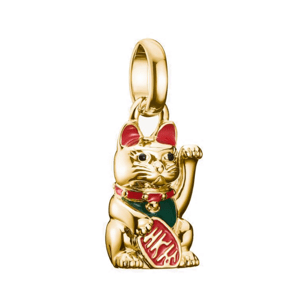 THOMAS SABO CONNECT strieborný prívesok charm Waving cat gold-plated CC1260-427-7